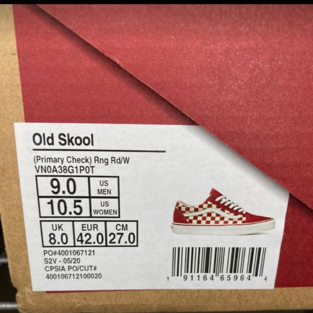 Red checkerboard vans